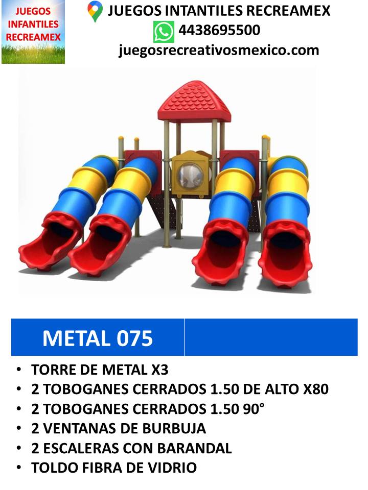 modulo de metal con tibigan, puente, ventana de burbuja, escalera de barandal